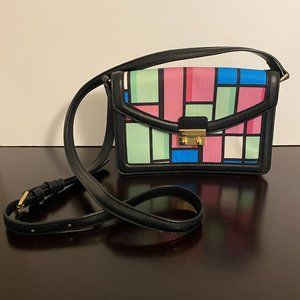 Vera Bradley Geometric Print Crossbody Blue Pink Green Black
